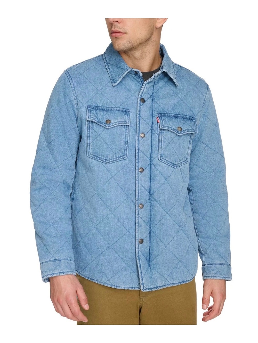 Levi’s Mens Diamond-Quilted Denim Western Jacket Zip Up [COPY]